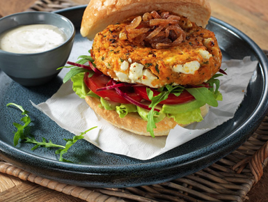 Feta and chickpea burger