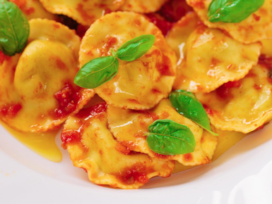 Ricotta dumplings with tomato and basil sauce